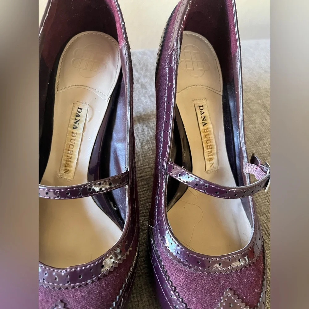 Women's Plum Burgundy Mary Jane Shoes - Picture 3 of 9